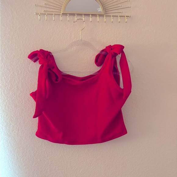 SHEIN Red Sleeveless Bow tie Crop Top New - Picture 4 of 4